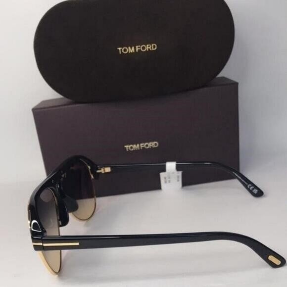Tom Ford MARSHALL FT 0929 Shiny Black/Grey Brown Shaded 58/16/145 unisex Sunglas - Picture 6 of 8